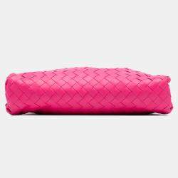 Pre Owned Bottega Veneta Pink Nappa Intrecciato The Mini Pouch