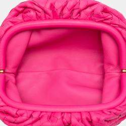 Pre Owned Bottega Veneta Pink Nappa Intrecciato The Mini Pouch