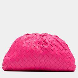 Pre Owned Bottega Veneta Pink Nappa Intrecciato The Mini Pouch