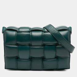 Pre Owned Bottega Veneta Green Nappa Intrecciato Padded Cassette Crossbody