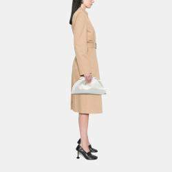 Pre Owned Bottega Veneta White Lambskin The Pouch