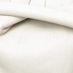 Pre Owned Bottega Veneta White Lambskin The Pouch