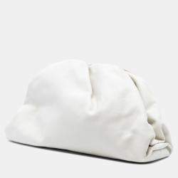 Pre Owned Bottega Veneta White Lambskin The Pouch
