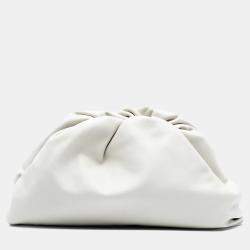 Pre Owned Bottega Veneta White Lambskin The Pouch