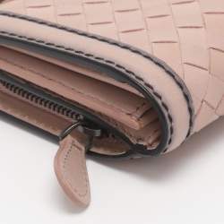 Pre Owned Bottega Veneta Blush Pink Intrecciato Leather Continental Wallet