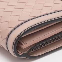 Pre Owned Bottega Veneta Blush Pink Intrecciato Leather Continental Wallet