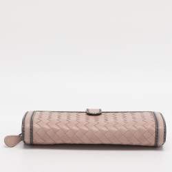 Pre Owned Bottega Veneta Blush Pink Intrecciato Leather Continental Wallet