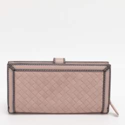 Pre Owned Bottega Veneta Blush Pink Intrecciato Leather Continental Wallet