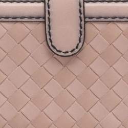 Pre Owned Bottega Veneta Blush Pink Intrecciato Leather Continental Wallet