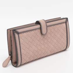 Pre Owned Bottega Veneta Blush Pink Intrecciato Leather Continental Wallet