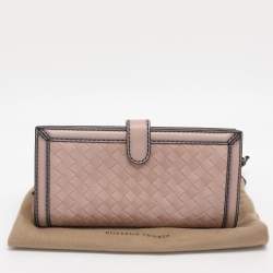 Pre Owned Bottega Veneta Blush Pink Intrecciato Leather Continental Wallet