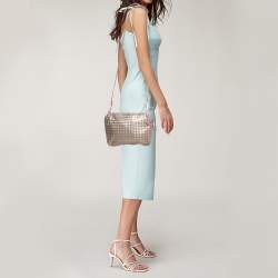 Pre Owned Bottega Veneta Rose Gold Intrecciato Leather Nodini Crossbody Bag