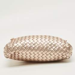 Pre Owned Bottega Veneta Rose Gold Intrecciato Leather Nodini Crossbody Bag