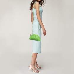 Pre Owned Bottega Veneta Apple Green Leather The Mini Pouch Bag