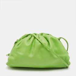 Pre Owned Bottega Veneta Apple Green Leather The Mini Pouch Bag