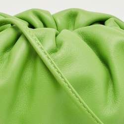 Pre Owned Bottega Veneta Apple Green Leather The Mini Pouch Bag