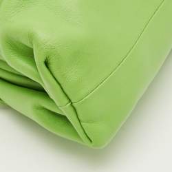 Pre Owned Bottega Veneta Apple Green Leather The Mini Pouch Bag