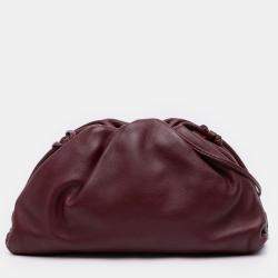 Pre Owned Bottega Veneta Burgundy Lambskin The Mini Pouch Crossbody