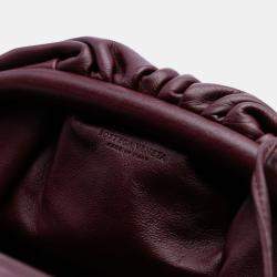 Pre Owned Bottega Veneta Burgundy Lambskin The Mini Pouch Crossbody