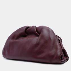 Pre Owned Bottega Veneta Burgundy Lambskin The Mini Pouch Crossbody