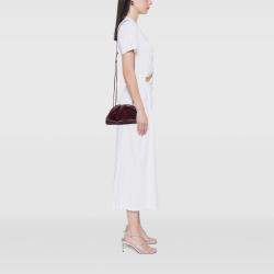 Pre Owned Bottega Veneta Burgundy Lambskin The Mini Pouch Crossbody