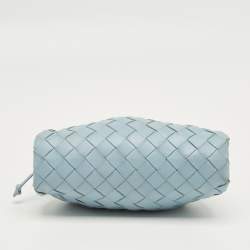 Pre Owned Bottega Veneta Light Blue Intrecciato Leather Mini The Pouch Bag