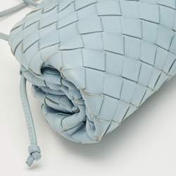 Pre Owned Bottega Veneta Light Blue Intrecciato Leather Mini The Pouch Bag