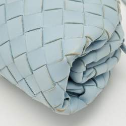 Pre Owned Bottega Veneta Light Blue Intrecciato Leather Mini The Pouch Bag