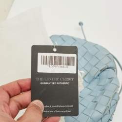 Pre Owned Bottega Veneta Light Blue Intrecciato Leather Mini The Pouch Bag