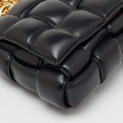 Pre Owned Bottega Veneta Black Padded Leather Cassette Chain Top Handle Bag