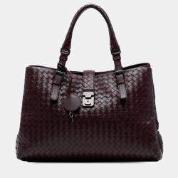 Pre Owned Bottega Veneta Burgundy Medium Nappa Intrecciato Roma Tote