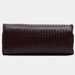 Pre Owned Bottega Veneta Burgundy Medium Nappa Intrecciato Roma Tote