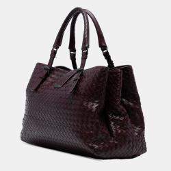 Pre Owned Bottega Veneta Burgundy Medium Nappa Intrecciato Roma Tote