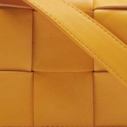 Pre Owned Bottega Veneta Orange Intrecciato Leather Mini Candy Cassette Crossbody Bag