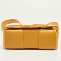 Pre Owned Bottega Veneta Orange Intrecciato Leather Mini Candy Cassette Crossbody Bag