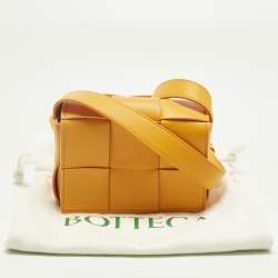Pre Owned Bottega Veneta Orange Intrecciato Leather Mini Candy Cassette Crossbody Bag