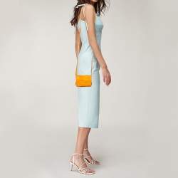 Pre Owned Bottega Veneta Orange Intrecciato Leather Mini Candy Cassette Crossbody Bag