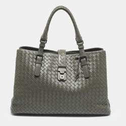 Pre Owned Bottega Veneta Grey Intrecciato Leather Medium Roma Tote