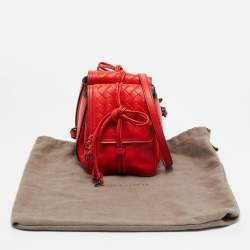 Pre Owned Bottega Veneta Red Intrecciato Leather Double Sided Crossbody Bag