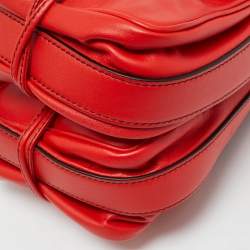 Pre Owned Bottega Veneta Red Intrecciato Leather Double Sided Crossbody Bag
