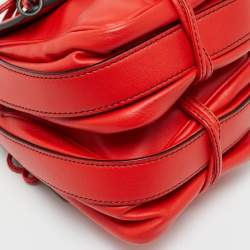 Pre Owned Bottega Veneta Red Intrecciato Leather Double Sided Crossbody Bag