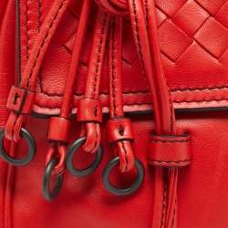 Pre Owned Bottega Veneta Red Intrecciato Leather Double Sided Crossbody Bag