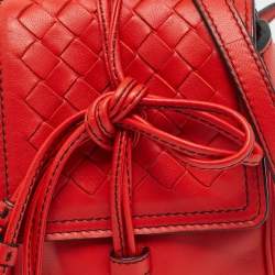 Pre Owned Bottega Veneta Red Intrecciato Leather Double Sided Crossbody Bag