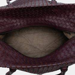 Pre Owned Bottega Veneta Burgundy Large Nappa Intrecciato Brick Tote