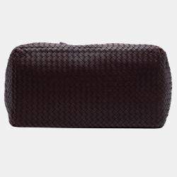 Pre Owned Bottega Veneta Burgundy Large Nappa Intrecciato Brick Tote
