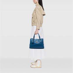 Pre Owned Bottega Veneta Blue Medium Nappa Intrecciato Roma Tote