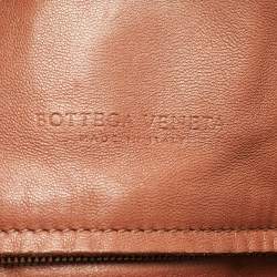 Pre Owned Bottega Veneta Two Tone Brown Woven Leather Shoulder Bag