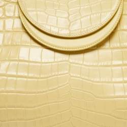 Pre Owned Bottega Veneta Yellow Crocodile Embossed Leather Doll Tote