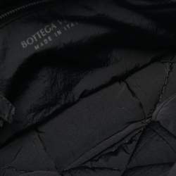Pre Owned Bottega Veneta Black Intreccio Nylon Medium Cassette Shoulder Bag