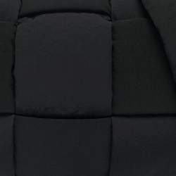 Pre Owned Bottega Veneta Black Intreccio Nylon Medium Cassette Shoulder Bag